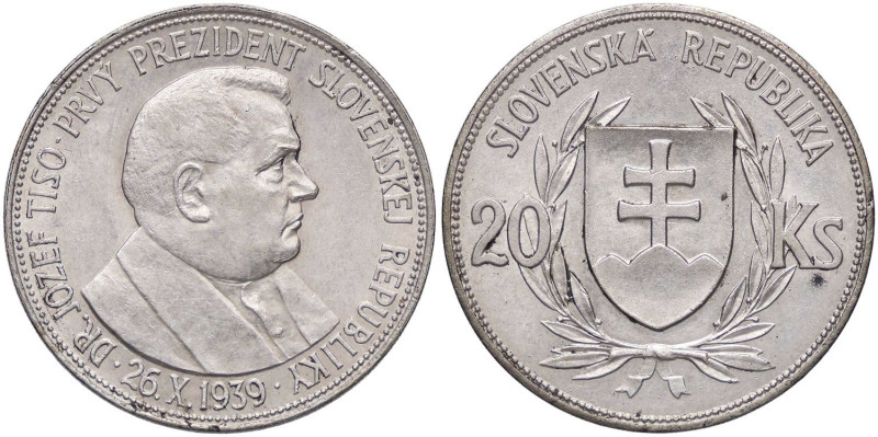 ESTERE - SLOVACCHIA - Repubblica - 20 Corone 1939 Kr. 3 AG

Status: qFDC