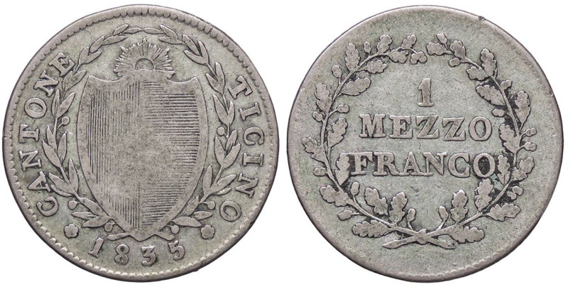 ESTERE - SVIZZERA - TICINO - Mezzo franco 1835 Kr. 8 AG

Status: meglio di MB