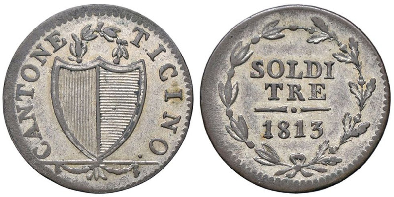 ESTERE - SVIZZERA - TICINO - 3 Soldi 1813 Kr. 2 CU

Status: SPL