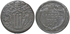Rame Pontificio da Benedetto XIV (Gubbio e Ravenna), parte IV - GUBBIO - Benedetto XIV (1740-1758) - Baiocco 1740 A. I Munt. 436 RR CU