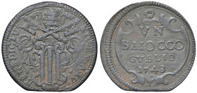 Rame Pontificio da Benedetto XIV (Gubbio e Ravenna), parte IV - GUBBIO - Benedetto XIV (1740-1758) - Baiocco 1743 A. IV Munt. 440 (tipo)  CU