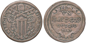 Rame Pontificio da Benedetto XIV (Gubbio e Ravenna), parte IV - GUBBIO - Benedetto XIV (1740-1758) - Baiocco 1745 A. VI Munt. 445 R CU