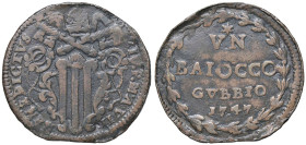 Rame Pontificio da Benedetto XIV (Gubbio e Ravenna), parte IV - GUBBIO - Benedetto XIV (1740-1758) - Baiocco 1747 A. VII Munt. 443b var. I  CU
