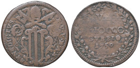 Rame Pontificio da Benedetto XIV (Gubbio e Ravenna), parte IV - GUBBIO - Benedetto XIV (1740-1758) - Baiocco 1750 A. X Munt. 453 var. II (tipo)  CU Mu...