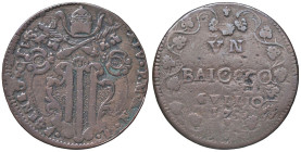 Rame Pontificio da Benedetto XIV (Gubbio e Ravenna), parte IV - GUBBIO - Benedetto XIV (1740-1758) - Baiocco 1756 Munt. 479 var. II  CU
