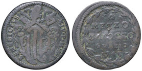 Rame Pontificio da Benedetto XIV (Gubbio e Ravenna), parte IV - GUBBIO - Benedetto XIV (1740-1758) - Mezzo baiocco 1743 A. IV Munt. 483  CU