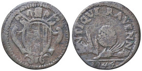 Rame Pontificio da Benedetto XIV (Gubbio e Ravenna), parte IV - RAVENNA - Benedetto XIV (1740-1758) - Quattrino 1744 Munt. 692; DV 69  CU