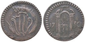 Rame Pontificio da Benedetto XIV (Gubbio e Ravenna), parte IV - RAVENNA - Benedetto XIV (1740-1758) - Quattrino 1750 Munt. 708; DV 108  CU