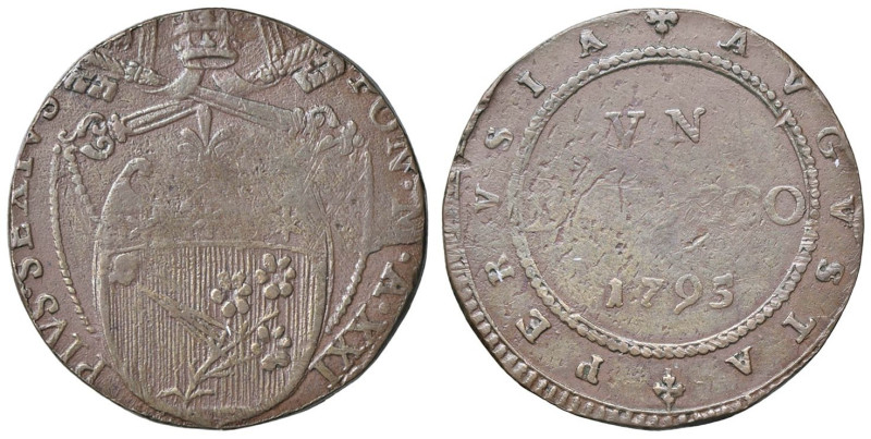 ZECCHE ITALIANE - PERUGIA - Pio VI (1775-1799) - Baiocco 1795 CNI 4; Munt. 398 R...