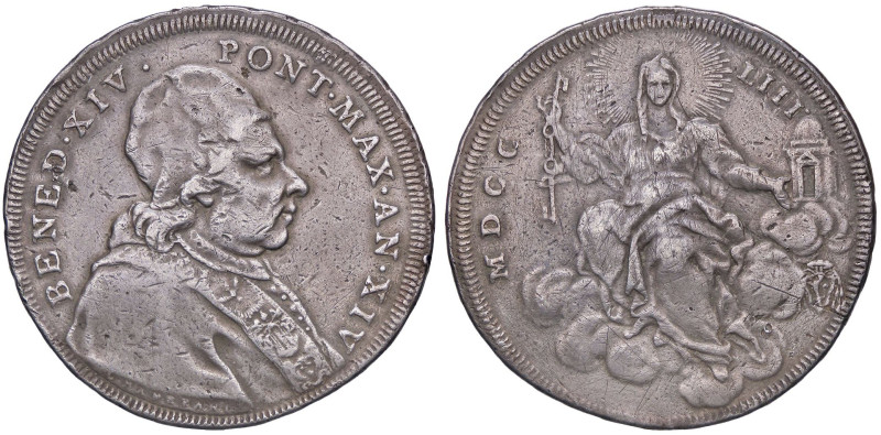 ZECCHE ITALIANE - ROMA - Benedetto XIV (1740-1758) - Scudo romano 1753 A. XIV CN...