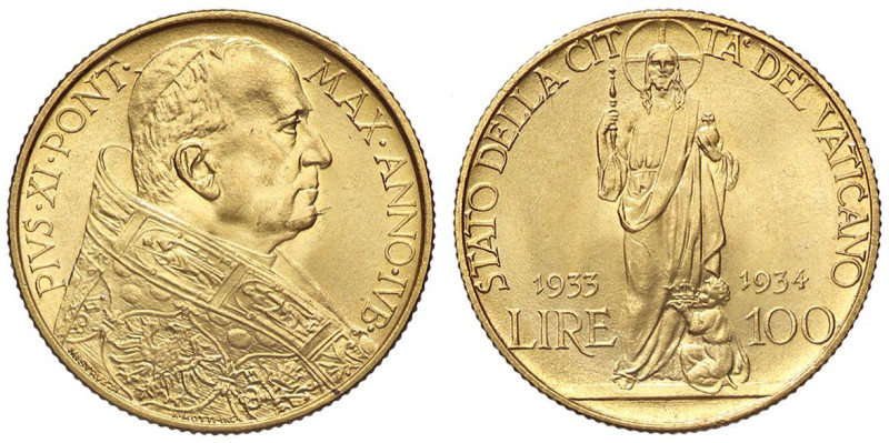 ZECCHE ITALIANE - ROMA - Pio XI (1922-1939) - 100 Lire 1933-34 Pag. 616; Mont. 4...