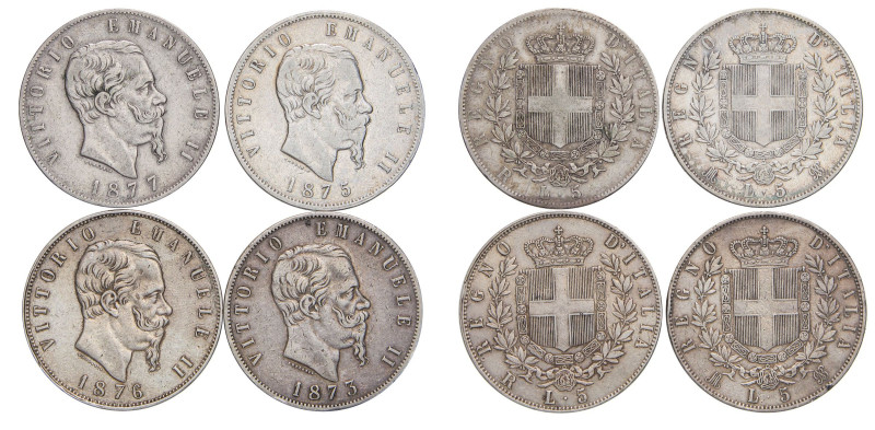 SAVOIA - Vittorio Emanuele II Re d'Italia (1861-1878) - 5 Lire 1873-1875 M e 187...