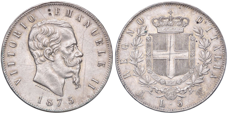 SAVOIA - Vittorio Emanuele II Re d'Italia (1861-1878) - 5 Lire 1875 R Pag. 500; ...