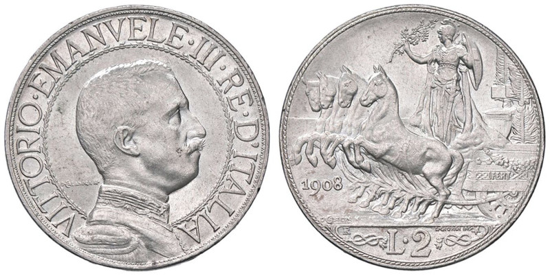 SAVOIA - Vittorio Emanuele III (1900-1943) - 2 Lire 1908 Quadriga lenta Pag. 732...