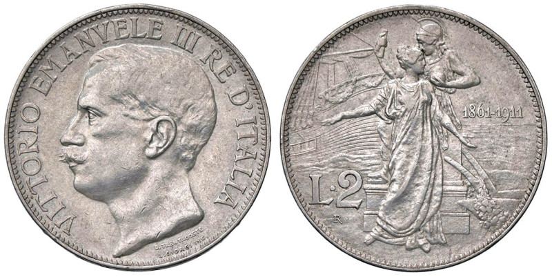 SAVOIA - Vittorio Emanuele III (1900-1943) - 2 Lire 1911 Cinquantenario Pag. 736...