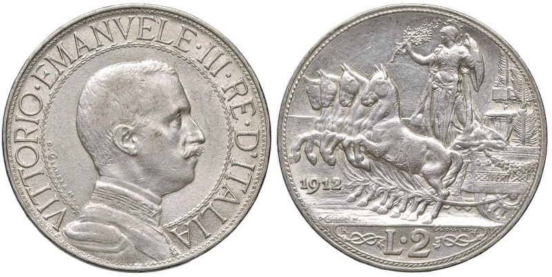 SAVOIA - Vittorio Emanuele III (1900-1943) - 2 Lire 1912 Quadriga lenta Pag. 735...