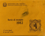 REPUBBLICA ITALIANA - Repubblica Italiana (monetazione in lire) (1946-2001) - Serie zecca 1982 Mont. 18   In confezione - 10 valori