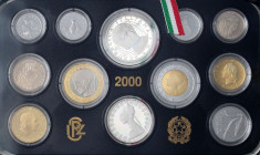 REPUBBLICA ITALIANA - Repubblica Italiana (monetazione in lire) (1946-2001) - Serie zecca 2000 Mont. 37 R  In confezione un po' rovinata, senza il cop...