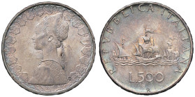 REPUBBLICA ITALIANA - Repubblica Italiana (monetazione in lire) (1946-2001) - 500 Lire 1958 - Caravelle Mont. 2  AG  Patinata