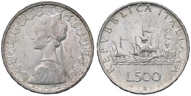 REPUBBLICA ITALIANA - Repubblica Italiana (monetazione in lire) (1946-2001) - 500 Lire 1959 - Caravelle Mont. 4  AG