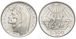 REPUBBLICA ITALIANA - Repubblica Italiana (monetazione in lire) (1946-2001) - 500 Lire 1965 - Dante Mont. 4  AG