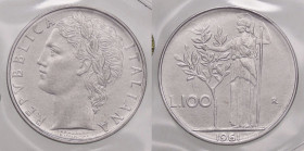 REPUBBLICA ITALIANA - Repubblica Italiana (monetazione in lire) (1946-2001) - 100 Lire 1961 Mont. 11  AC  Ex Inasta 35, lotto 4732, sigillata con il c...