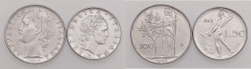 REPUBBLICA ITALIANA - Repubblica Italiana (monetazione in lire) (1946-2001) - 100 Lire 1963 Mont. 13  AC Assieme a 50 lire - Lotto di 2 monete