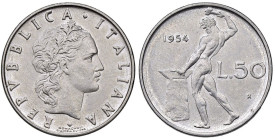 REPUBBLICA ITALIANA - Repubblica Italiana (monetazione in lire) (1946-2001) - 50 Lire 1954 Mont. 7  AC