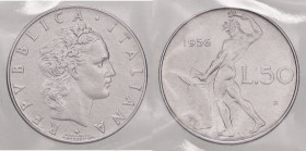 REPUBBLICA ITALIANA - Repubblica Italiana (monetazione in lire) (1946-2001) - 50 Lire 1956 Mont. 11  AC  Sigillata Numismatica Parmense