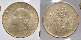 REPUBBLICA ITALIANA - Repubblica Italiana (monetazione in lire) (1946-2001) - 20 Lire 1959 Mont. 10  BT  Sigillata Numismatica Parmense