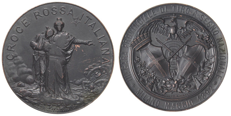 MEDAGLIE - SAVOIA - Umberto I (1878-1900) - Medaglia 1892 - CRI, Milano, gara di...