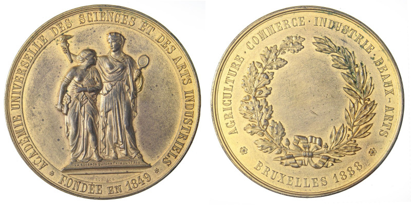 MEDAGLIE ESTERE - BELGIO - Leopoldo II (1865-1909) - Medaglia 1888 - Accademia u...