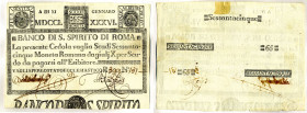 CARTAMONETA - STATO PONTIFICIO - Banco di S. Spirito di Roma (1786-1796) Tagli da 5 a 100 scudi Gav. 12 R  da 65 scudi Lieve traccia di nastro adesivo...