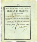CARTAMONETA - NAPOLI  Cedola di credito, Napoli, 24/01/1808, per 25 ducati