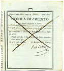 CARTAMONETA - NAPOLI  Cedola di credito, Napoli, 10/10/1807, per 50 ducati