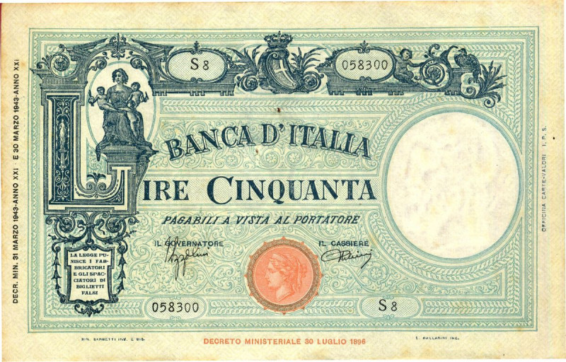 CARTAMONETA - BANCA d'ITALIA - Vittorio Emanuele III (1900-1943) - 50 Lire - Fas...