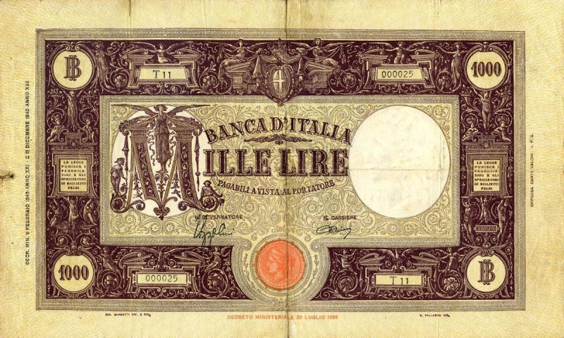 CARTAMONETA - BANCA d'ITALIA - Vittorio Emanuele III (1900-1943) - 1.000 Lire - ...