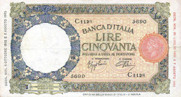 CARTAMONETA - BANCA d'ITALIA - Repubblica Sociale (1943-1945) - 50 Lire - Lupa 08/10/1943 - B.I. L'Aquila Alfa 258; Lireuro 11B RR  Azzolini/Urbini