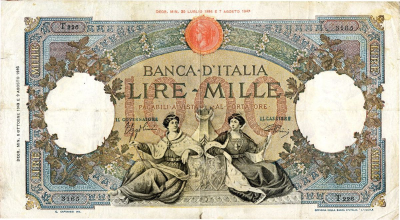 CARTAMONETA - BANCA d'ITALIA - Repubblica Sociale (1943-1945) - 1.000 Lire - Rep...