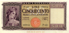 CARTAMONETA - BANCA d'ITALIA - Repubblica Italiana (monetazione in lire) (1946-2001) - 500 Lire - Italia 10/02/1948 Alfa 545; Lireuro 39B R  Einaudi/U...