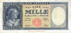 CARTAMONETA - BANCA d'ITALIA - Repubblica Italiana (monetazione in lire) (1946-2001) - 1.000 Lire - Medusa 11/02/1949 Alfa 697; Lireuro 54C RRR  Menic...