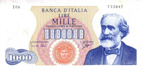 CARTAMONETA - BANCA d'ITALIA - Repubblica Italiana (monetazione in lire) (1946-2001) - 1.000 Lire - Verdi 1° tipo 14/07/1962 Alfa 710; Lireuro 55A   C...
