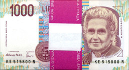 CARTAMONETA - BANCA d'ITALIA - Repubblica Italiana (monetazione in lire) (1946-2001) - 1.000 Lire - Montessori 18/12/1995 Alfa 738; Lireuro 58E   Fazi...