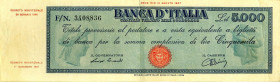 CARTAMONETA - BANCA d'ITALIA - Repubblica Italiana (monetazione in lire) (1946-2001) - 5.000 Lire - Provvisorio (medusa) 28/01/1948 Alfa 763; Lireuro ...