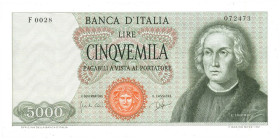 CARTAMONETA - BANCA d'ITALIA - Repubblica Italiana (monetazione in lire) (1946-2001) - 5.000 Lire - Colombo 1° tipo 03/09/1964 Alfa 795; Lireuro 66A  ...