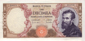 CARTAMONETA - BANCA d'ITALIA - Repubblica Italiana (monetazione in lire) (1946-2001) - 10.000 Lire - Michelangelo 08/06/1970 Alfa 855; Lireuro 74 F   ...