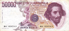 CARTAMONETA - BANCA d'ITALIA - Repubblica Italiana (monetazione in lire) (1946-2001) - 50.000 Lire - Bernini 1° tipo 15/03/1984 Alfa 901; Lireuro 80A ...
