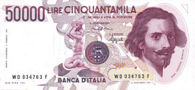 CARTAMONETA - BANCA d'ITALIA - Repubblica Italiana (monetazione in lire) (1946-2001) - 50.000 Lire - Bernini 1° tipo 25/01/1990 Alfa 904; Lireuro 80D ...