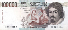 CARTAMONETA - BANCA d'ITALIA - Repubblica Italiana (monetazione in lire) (1946-2001) - 100.000 Lire - Caravaggio 1° tipo 03/08/1988 Alfa 926sp; Lireur...