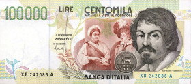 CARTAMONETA - BANCA d'ITALIA - Repubblica Italiana (monetazione in lire) (1946-2001) - 100.000 Lire - Caravaggio 2° tipo 04/02/1997 Alfa 932sp; Lireur...
